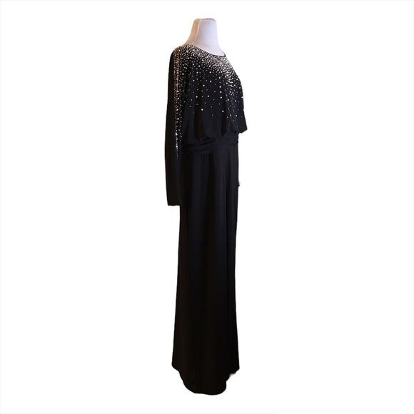 Betsy & Adam Womens Black Embellished Formal Dress Gown Plus 16W - Picture 5 of 12